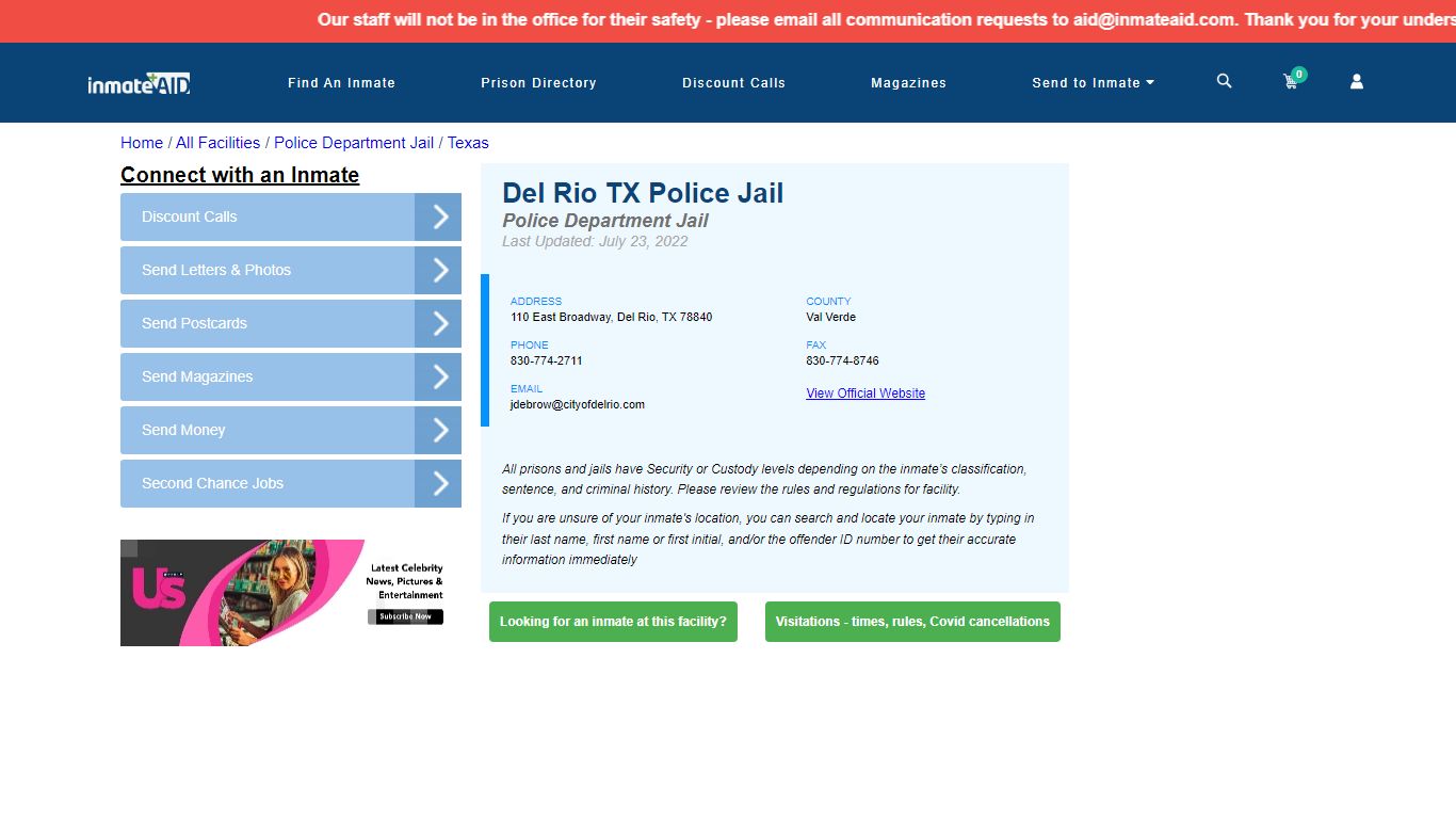 Del Rio TX Police Jail & Inmate Search - Del Rio, TX