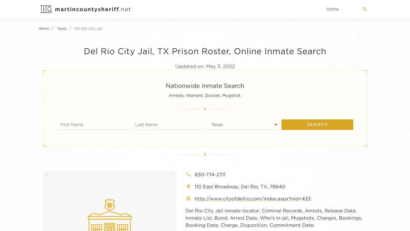 Del Rio City Jail, TX Prison Roster, Online Inmate Search ...
