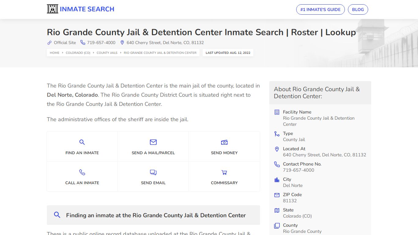 Rio Grande County Jail & Detention Center Inmate Search ...
